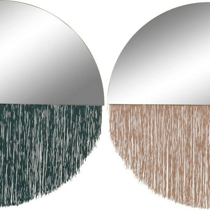 Wall mirror DKD Home Decor Green Golden Fringe 50 x 0,5 x 50 cm (2 Units) - Декорация и Осветление<<<Дом