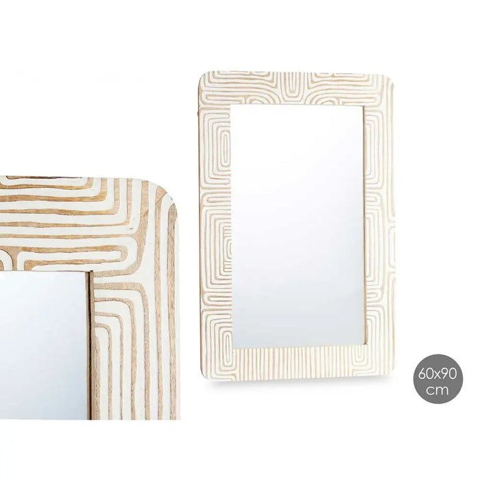 Wall mirror Gift Decor White Brown 90 x 60 x 2 cm Rectangular - Декорация и Осветление<<<Дом
