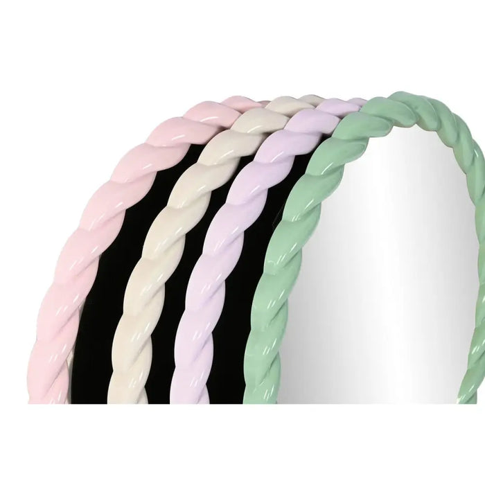 Wall mirror Home ESPRIT White Green Pink Lilac 44 x 3 x 44 cm (4 Units) - Декорация и Осветление<<<Дом