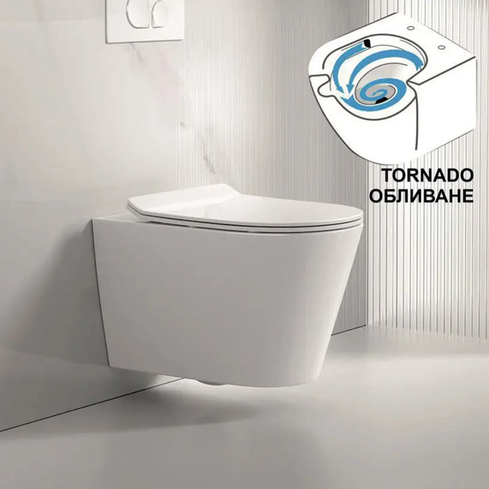 WALL-MOUNTED TOILET SET WITH SEAT INTER CERAMIC TORNADO 5237 - Тоалетни чинии<<<Санитарна керамика и