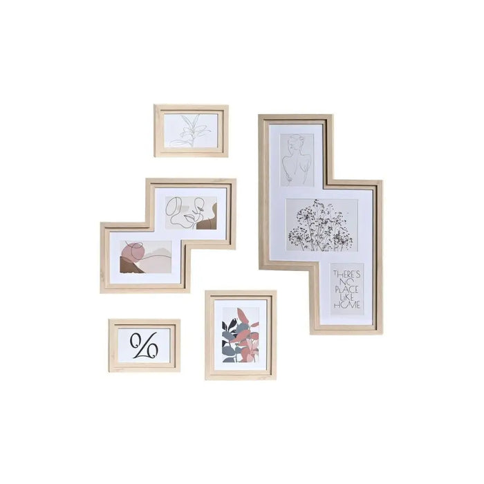 Wall photo frame DKD Home Decor Urban Crystal Natural Multicolour MDF Wood (40 x 1,5 x 50 cm) - Декорация и