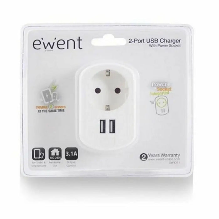 Wall Plug with 2 USB Ports Ewent EW1211 3,1 A - Електроника Телефони и таблети<<<Компютри|