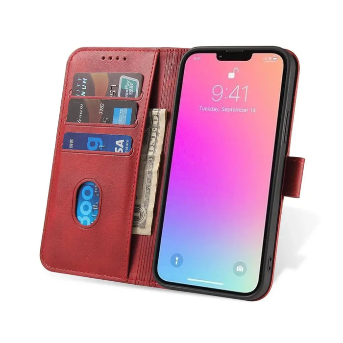 Wallet Case with Stand for iPhone 15 Plus Magnet Case - Red - Cell phone cases and covers<<<HurtelXML