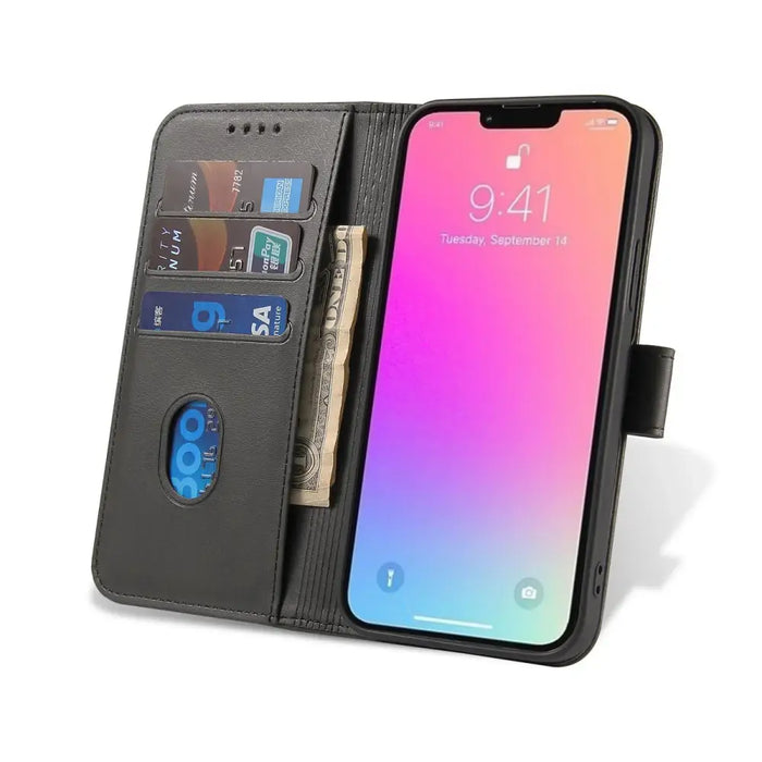 Wallet Case with Stand for iPhone 15 Pro Max Magnet Case - Black - Cell phone cases and covers<<<HurtelXML