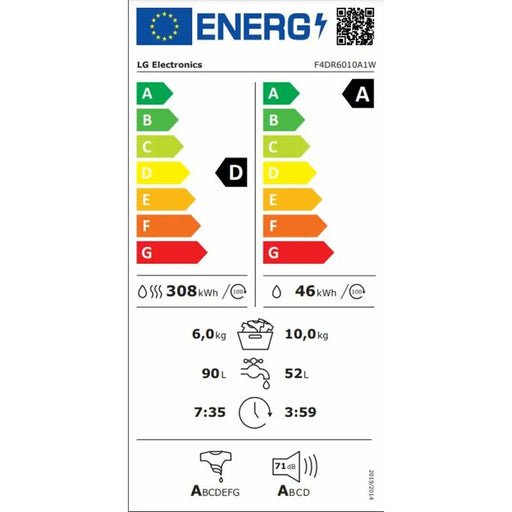 Washer - Dryer LG F4DR6010A1W 1400 rpm - Почистване Прахосмукачки И Гладене<<<Дом Градина<<<BigBuy&&&Сушилни ютии и