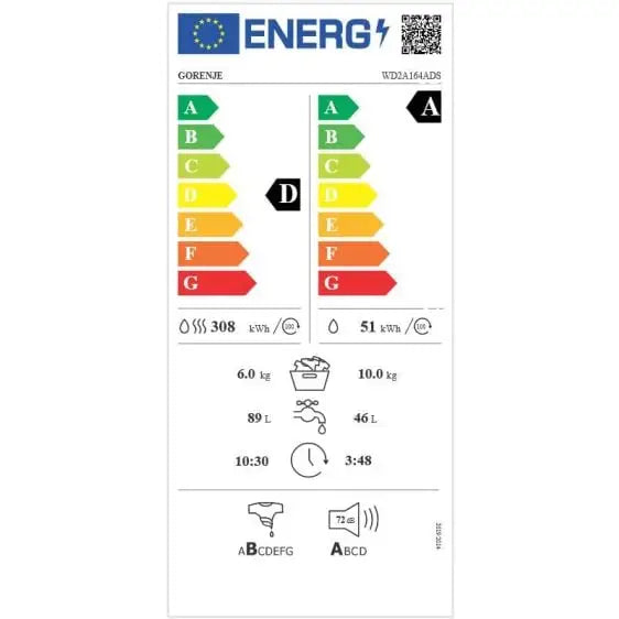 Washing machine with dryer GORENJE WD2A164ADS 10/6 kg SteamTech 1400 rpm. - Перални със сушилня<<<Перални<<<Едра бяла
