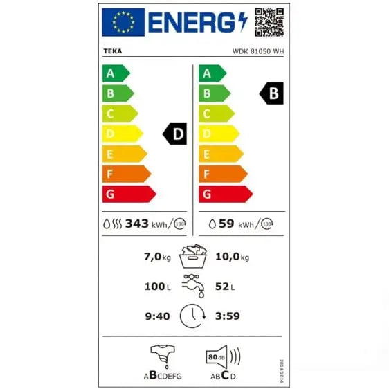 Washing machine with dryer TEKA WDK 81050 WH 10/7 kg ’Steam’ function 1500 rpm - Перални със сушилня<<<Перални<<<Едра
