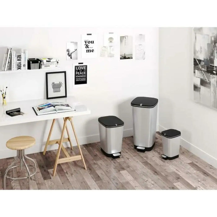 Waste bin with pedal Curver Chic Stainless steel 50 L Silver - Почистване Прахосмукачки И Гладене<<<Дом