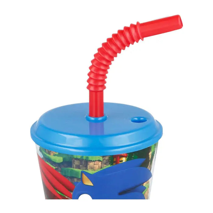 Water Cup with Straw for Kids STOR 40530 430 ml Sonic the Hedgehoh (blue&red) - Breakfast boxes and bidons<<<School