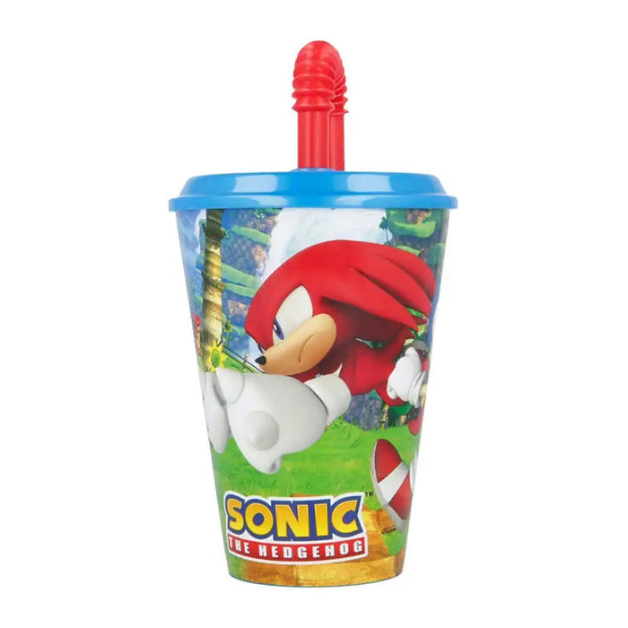 Water Cup with Straw for Kids STOR 40530 430 ml Sonic the Hedgehoh (blue&red) - Breakfast boxes and bidons<<<School