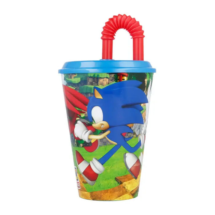 Water Cup with Straw for Kids STOR 40530 430 ml Sonic the Hedgehoh (blue&red) - Breakfast boxes and bidons<<<School
