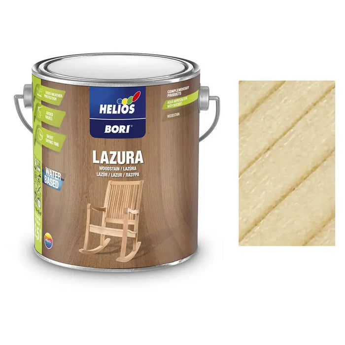 WATER SOLUBLE VARNISH WITH UV COLORLESS 2.5 L HELIOS BORI - Лакове за дърво<<<Лакове и импрегнанти за дърво<<<Бои и