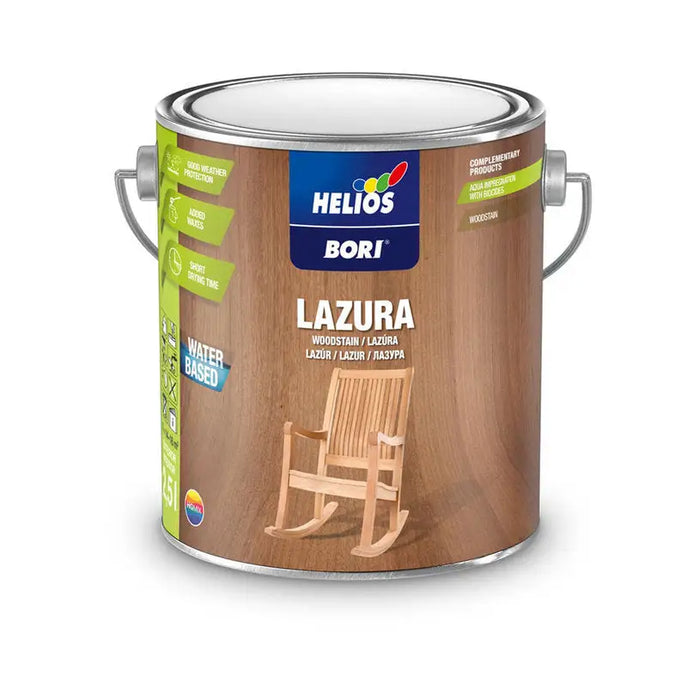 WATER SOLUBLE VARNISH WITH UV COLORLESS 2.5 L HELIOS BORI - Лакове за дърво<<<Лакове и импрегнанти за дърво<<<Бои и