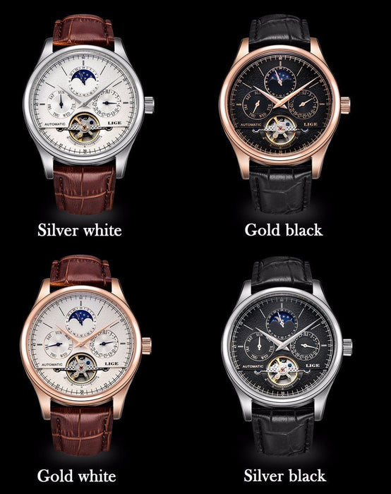 Waterproof male quartz watch LIGE 6826 moon phase - Men’s Watches