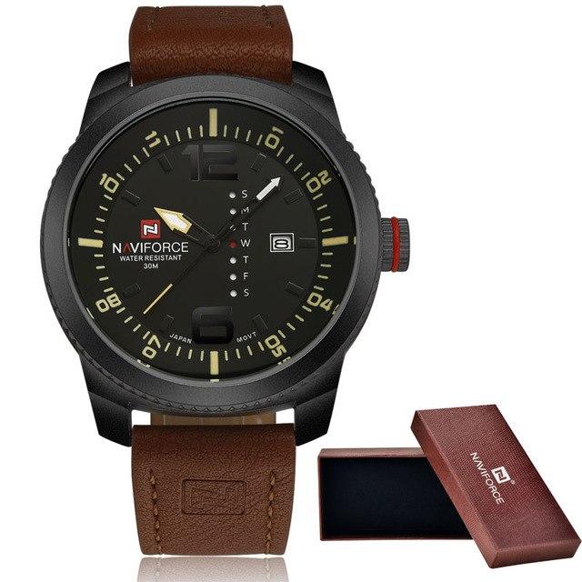 Waterproof male quartz watch NAVIFORCE 9063 - Black and yellow - Men’s Watches