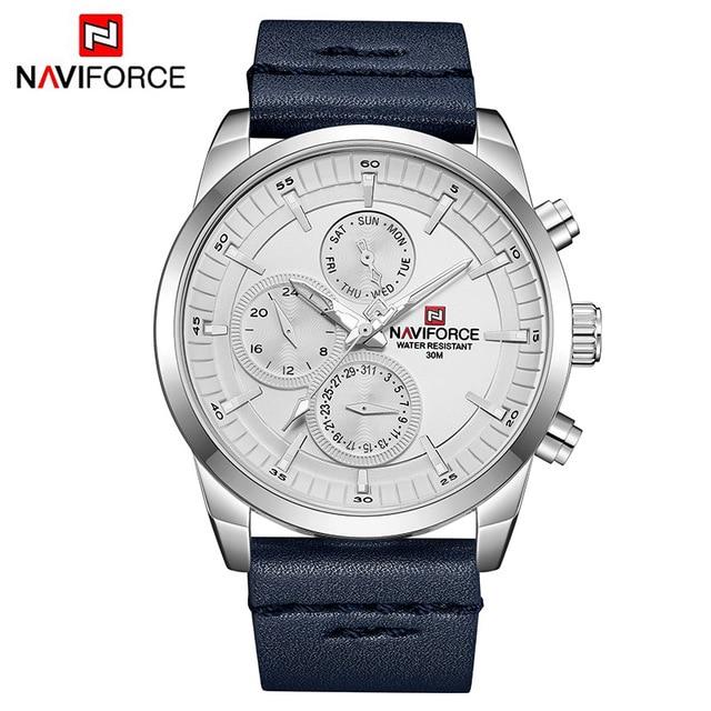 Waterproof male quartz watch NAVIFORCE 9148 - Silver-White - Men’s Watches