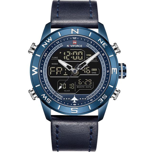 Waterproof male quartz watch with dual display NAVIFORCE 9144 - blue - Men’s Watches