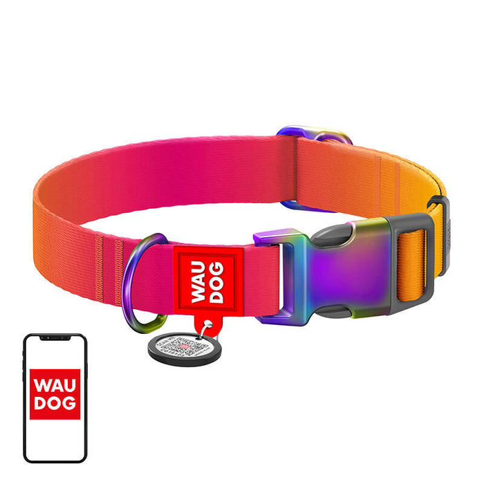 Waudog gradient nylon dog collar with QR code orange size L - Walking and transportation<<<Pets<<<InnproXML