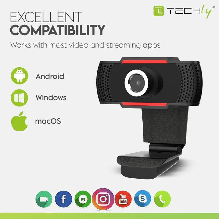 Webcam Techly 361438 Full HD (1) - WebcamsPER-KAM<<<Input / Output DevicesPER<<<ActionPL&&&WebcamsPER-KAM<<<Input