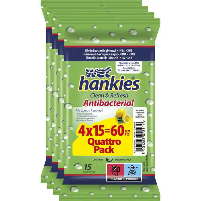 WET HANKIES LEMON 15 PCS 2 + 2 - Домакински продукти<<<Домашни потреби<<<Кухня<<<Praktiker