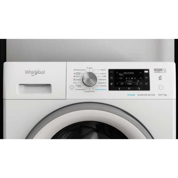 Washer dryer Whirlpool FFWDD 1076258 SV EE , 10.00 kg, 1600 rpm, 7 kg, E , White