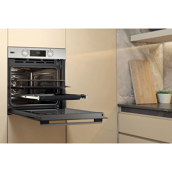 Built-in oven WHIRLPOOL OMSK58RU1SX, 71 l, Pyrolysis, A+, Push buttons