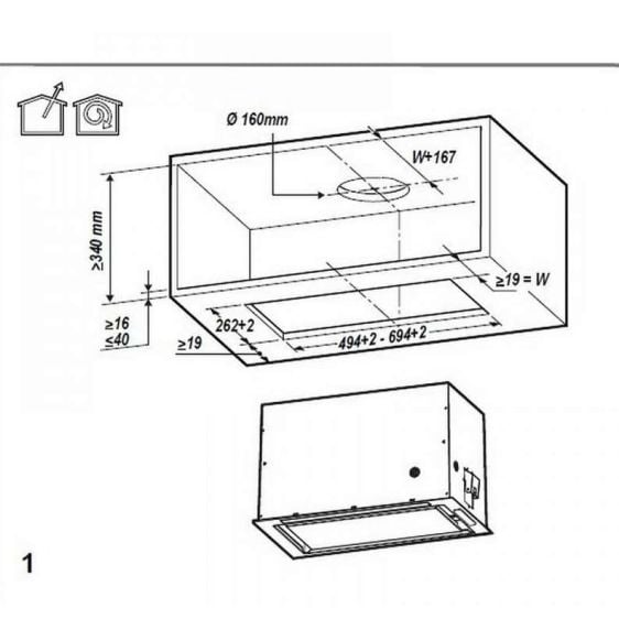 Built-in hood WHIRLPOOL WCT3 63F LTK