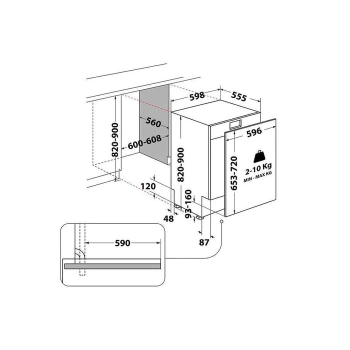 Built-in dishwasher WHIRLPOOL WH4IFC14BN6, 60 cm
