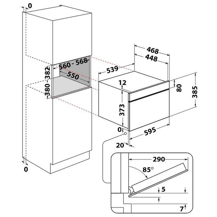 Built-in microwave WHIRLPOOL WMD44MB, 31 l, Grill