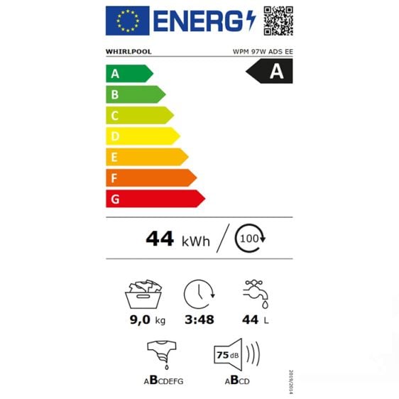 Washing machine WHIRLPOOL WPM 97W ADS EE, 9 kg, 6th SENSE, 1400 rpm