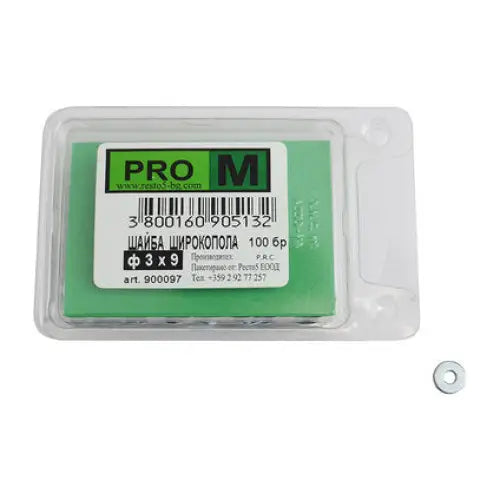 WIDE-WIDE WASHERS 100 PIECES PRO M Ф3 x 9 MM - Болтове и гайки<<<Винтове и болтови съединения<<<Инструменти и
