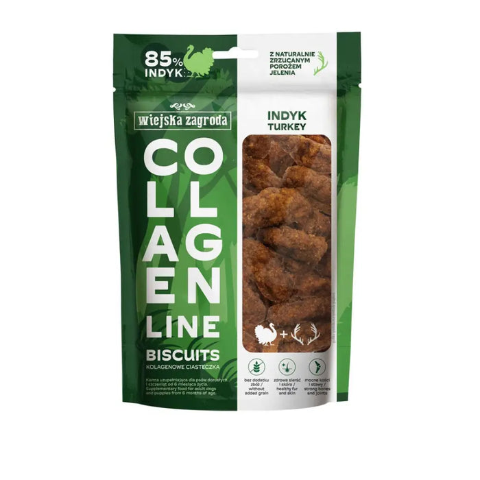 WIEJSKA ZAGRODA Collagen Line Collagen cookies Turkey - dog treat - 90g - DelicaciesDLP-PRZ<<<For the dogDLP<<<ActionPL