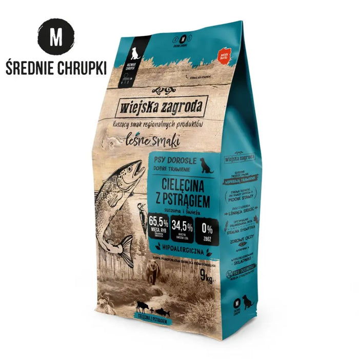 WIEJSKA ZAGRODA Veal with Trout M – dry dog food – 9kg - Dry foodDLP-KAS<<<For the dogDLP<<<ActionPL