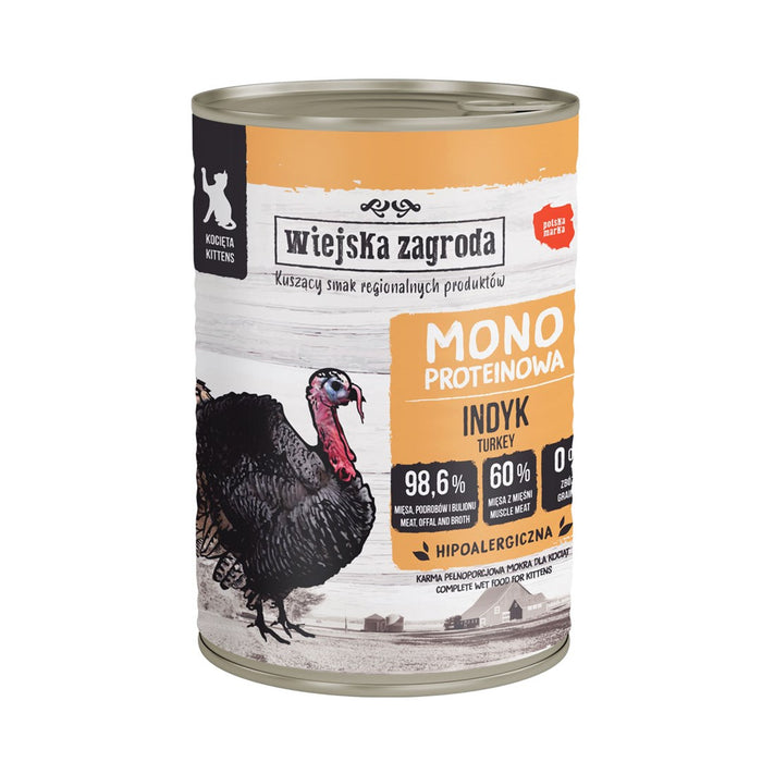 WIEJSKA ZAGRODA Monoprotein Turkey - wet food for kittens - 400g