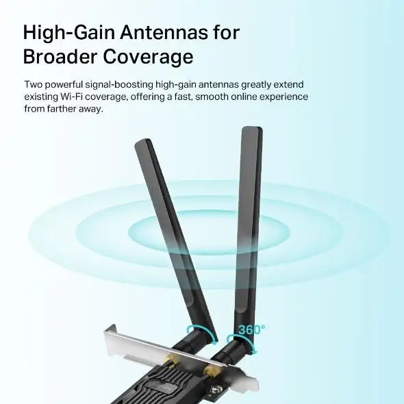 Wireless adapter TP-LINK Archer TX20E PCIe 1800Mbps Wireless AX 2.4GHz /5GHz BT 5.2 2x external antennas - Безжични