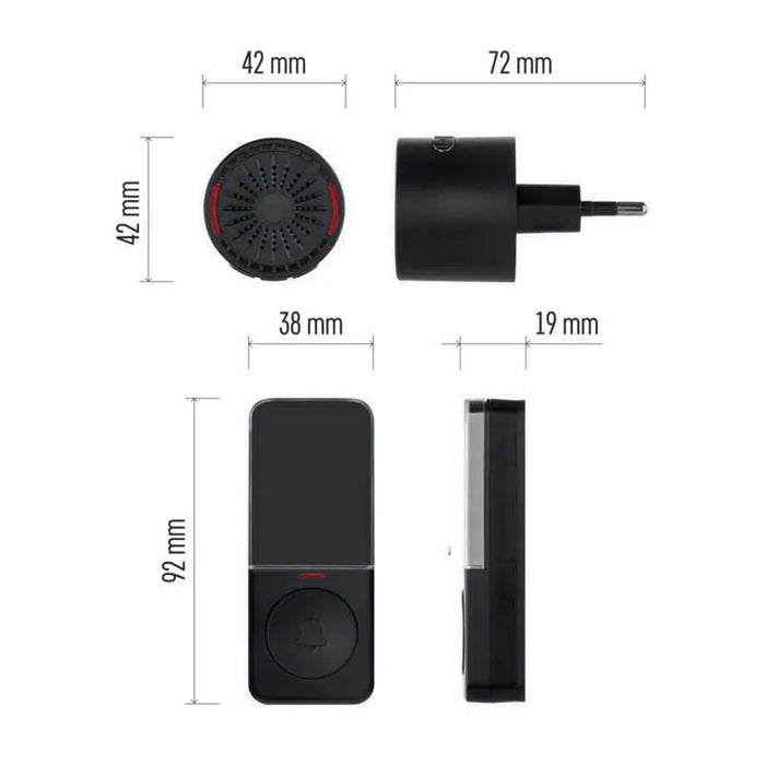 WIRELESS DOORBELL 220V BLACK COMPACT EMOS - Звънци<<<Електроматериали<<<Строителни
