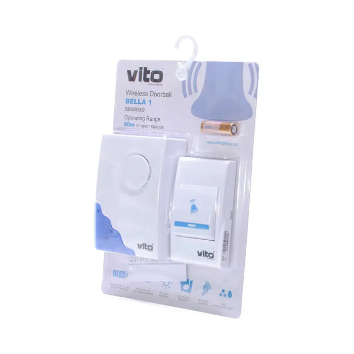 WIRELESS DOORBELL WITH BATTERIES VITO BELLA-1 - Звънци<<<Електроматериали<<<Строителни