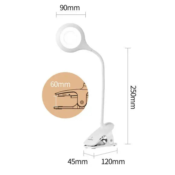 Wireless LED reading lamp with clip + black micro USB cable - Table lamps<<<HurtelXML
