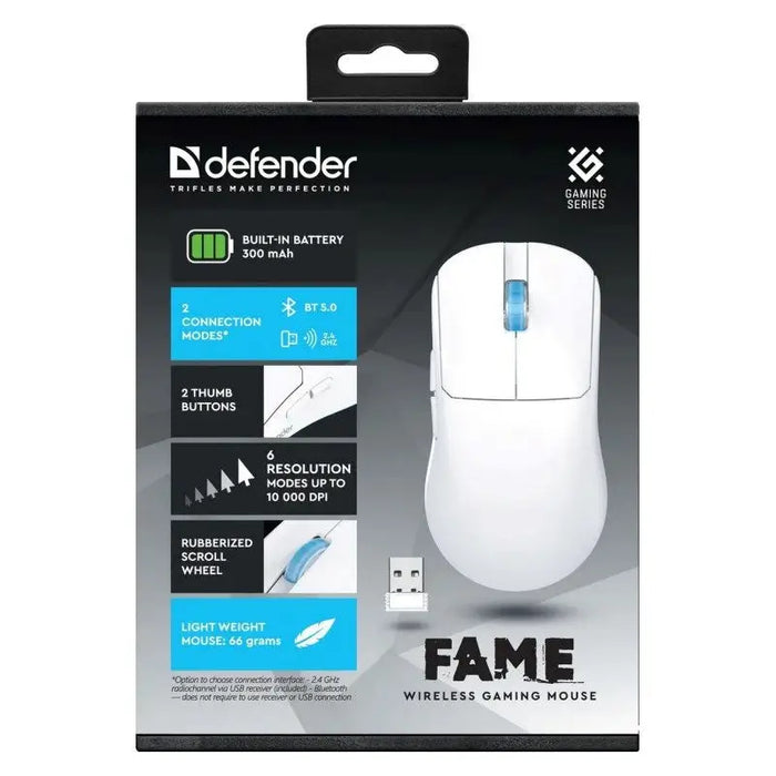 WIRELESS MOUSE DEFENDER FAME GM-516 RF + BT 10000DPI 6P WHITE - Gaming mouseGAM-MYS<<<PC GamingGAM<<<ActionPL