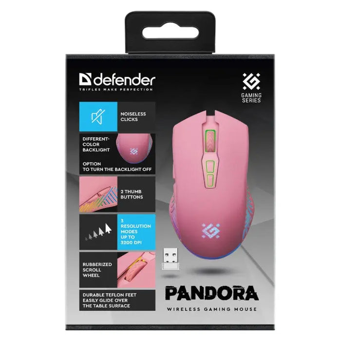 WIRELESS MOUSE DEFENDER PANDORA RF PINK 3200dpi 7P - MicePER-MYS<<<Input / Output DevicesPER<<<ActionPL