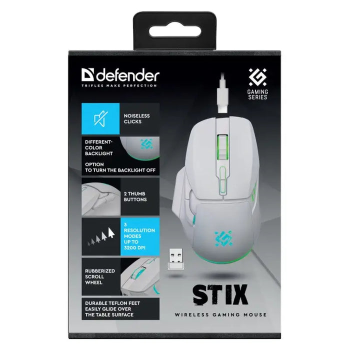 WIRELESS MOUSE DEFENDER STIX GM-009 RF WHITE 3200dpi 7P - MicePER-MYS<<<Input / Output DevicesPER<<<ActionPL