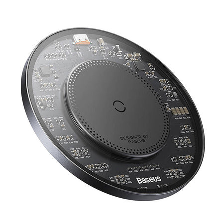 Wireless Qi inductive charger Baseus Simple 2 15W with USB-C to USB-C cable (black) - Wireless