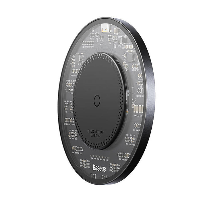 Wireless Qi inductive charger Baseus Simple 2 15W with USB-C to USB-C cable (black) - Wireless