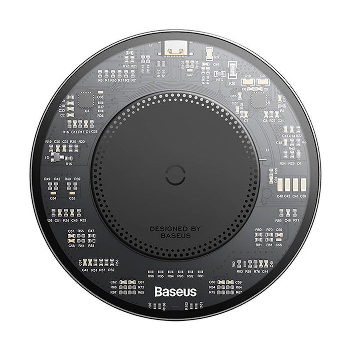Wireless Qi inductive charger Baseus Simple 2 15W with USB-C to USB-C cable (black) - Wireless