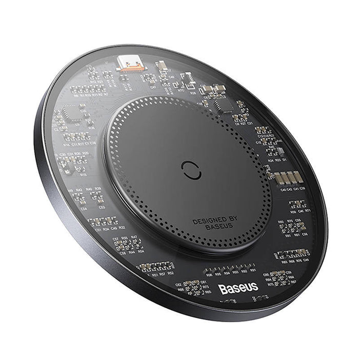 Wireless Qi inductive charger Baseus Simple 2 15W with USB-C to USB-C cable (black) - Wireless