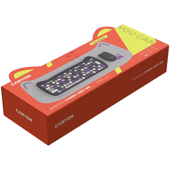 Wireless Set Keyboard Mouse Pad CANYON KITTY EDITION CNS-HSETW6VT CNS-HSETW6VT - Клавиатури<<<Периферия<<<Компютри и