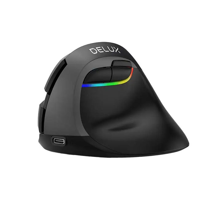 Wireless Vertical Mouse Delux M618Mini BT + 2.4G RGB 4000DPI (Iron Gray) - Vertical mice<<<Mice<<<Gaming<<<InnproXML