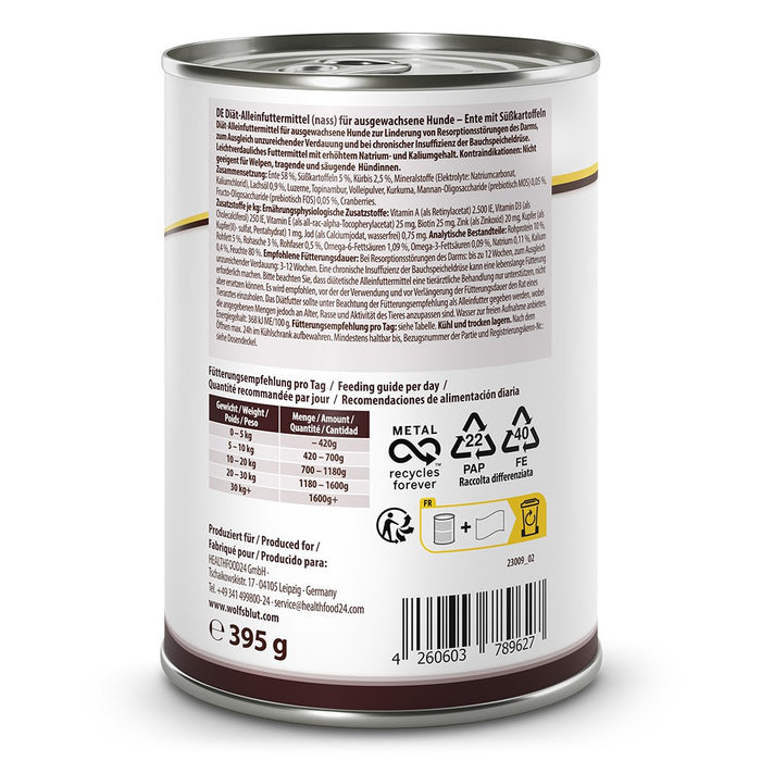 WOLFSBLUT VetLine Gastrointestinal Duck - wet dog food - 395g