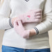 Women’s winter telephone gloves with a snowman and a Christmas tree - pink - Cycling gloves<<<HurtelXML
