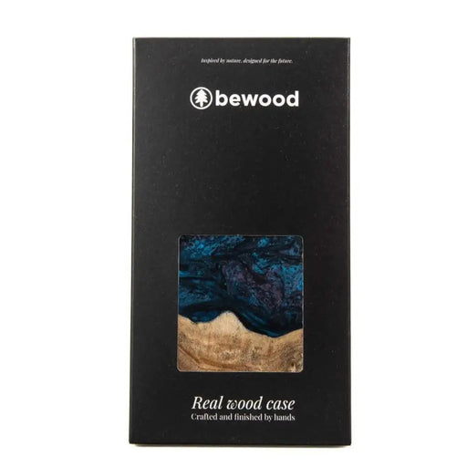 Wood and Resin Case for iPhone 12/12 Pro MagSafe Bewood Unique Neptune - Navy Blue & Black - Cell phone cases